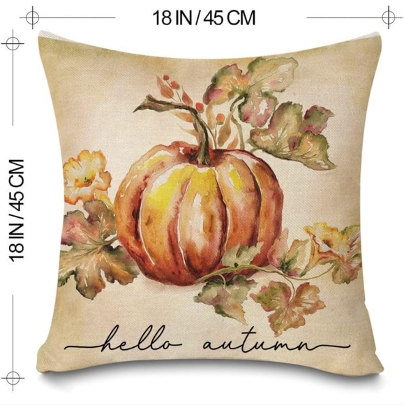 SET 4 Thanksgiving turkey pumpkins watercolor pillows pillowcovers pillowcase - Picture 6 of 7